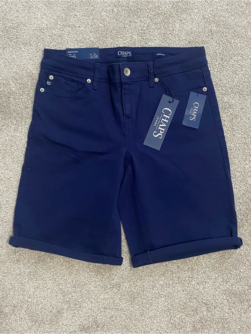 Chaps women’s Navy Flat Front Bermuda Shorts
